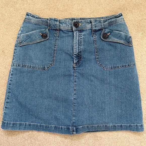 White Stag Dresses & Skirts - Vintage White Stag Blue y2k Denim Mini Skirt Skort with Button-Flap Pockets Sz 6
